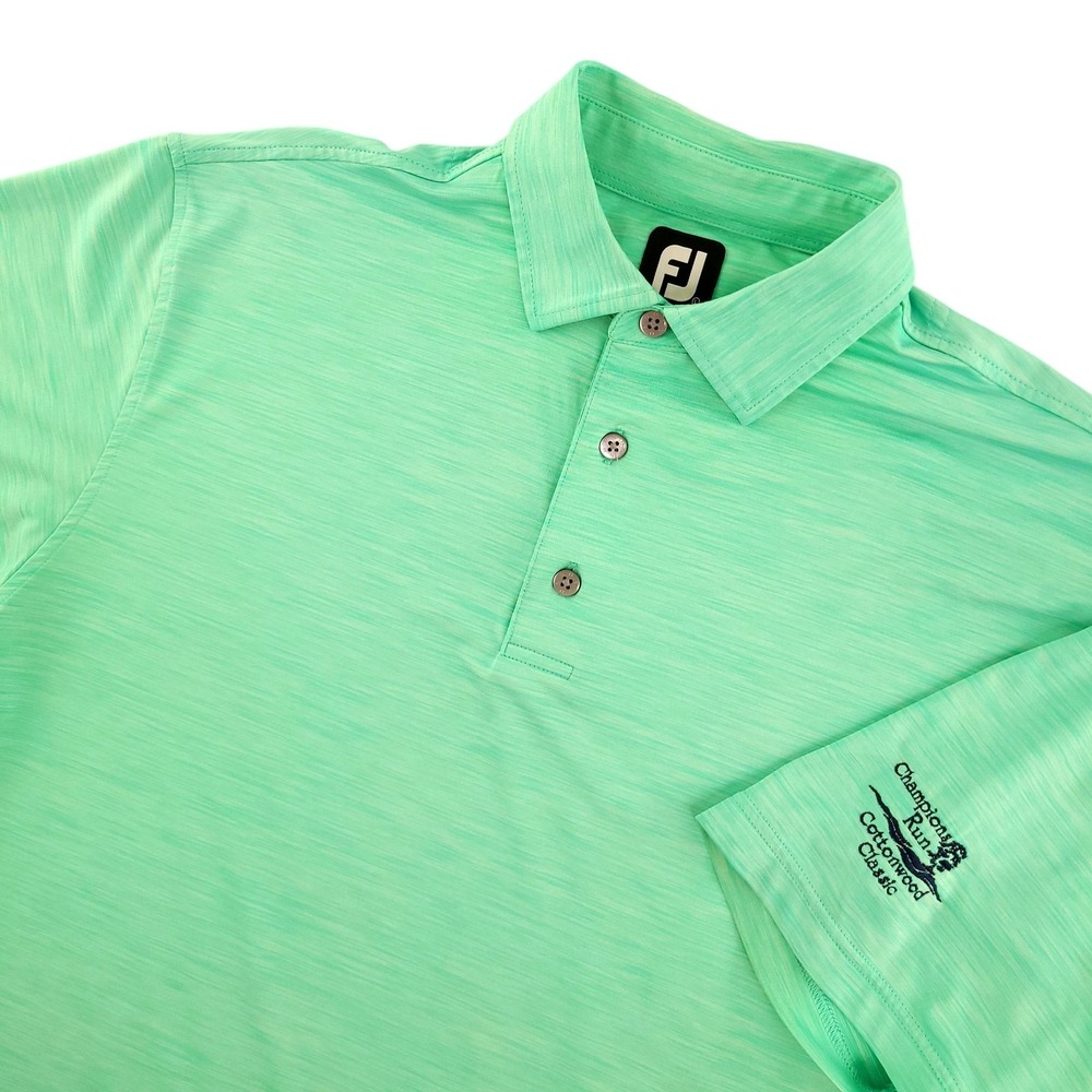 FootJoy Polo Shirt Mens L Green Champions Run Cottonwood Golf Performance Top